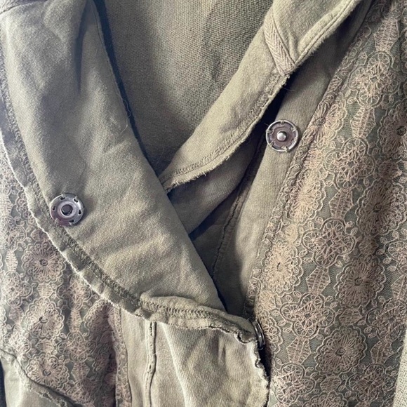 Free People Olive Draped Hooded sweatshirt Size L - Picture 2 of 5